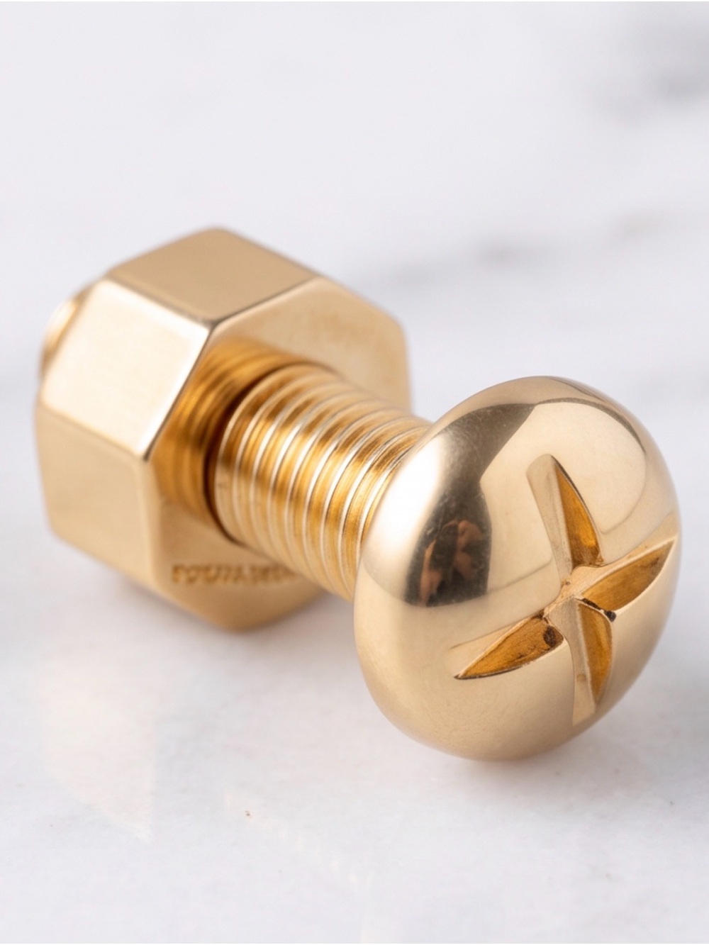 Brass Screw Cufflink - Polished Gold Tone